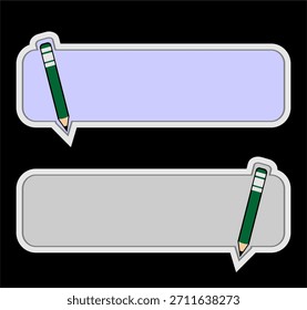 Dos burbujas coloridas del discurso con los lápices rayados en el fondo negro para el diseño creativo
