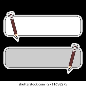 Dos burbujas coloridas del discurso con los lápices rayados en el fondo negro para el diseño creativo