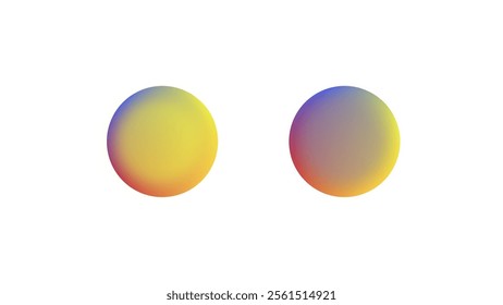 Two colorful spheres showcasing a captivating gradient effect, displayed on a dark background, creating a vivid, abstract, and modern visual aesthetic representation.