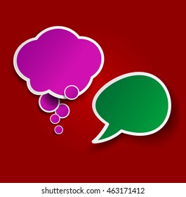Two colorful sticky speech bubbles. Vector icons