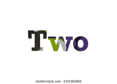 2. Farbiger Typografie-Textbanner. Vektorgrafik des Wortes zwei