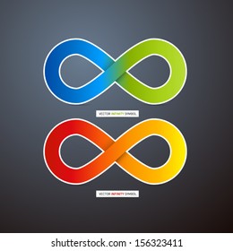 Two Colorful Vector Infinity Symbols on Dark Background 