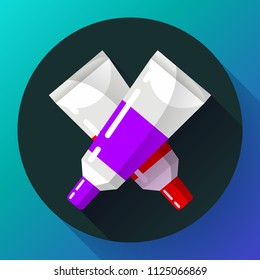 two colorful vector paint tubes icon vector