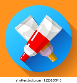 two colorful vector paint tubes icon vector