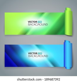 Two colorful vector paper banners with curved side