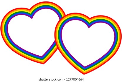 Two colorful vector rainbow hearts