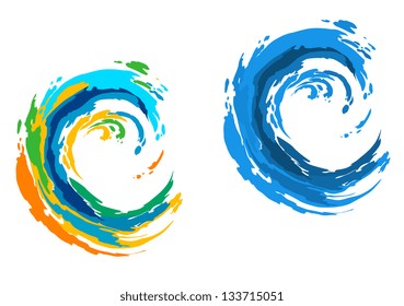 Two colorful waves for serfing sports or another design. Jpeg (bitmap) version also available in gallery