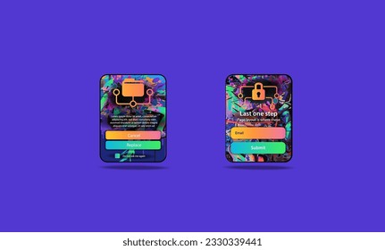 two colorful web windows of the operating system with graffiti-style buttons. Vector banner