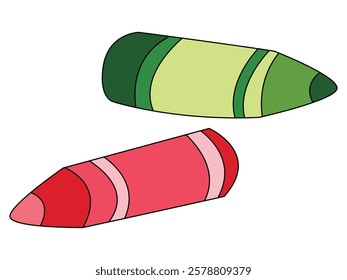 Two coloring crayon isolated on white background