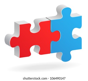 Two color-linked puzzle with shadow