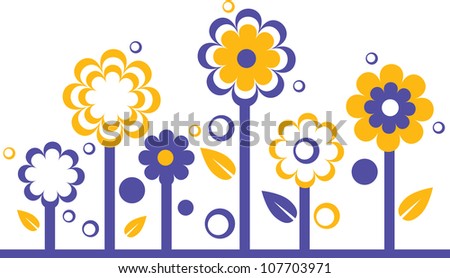 Two colors abstract flowers on white background