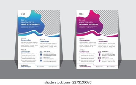 Two Colors Corporate Business flyer for organization with employ name and designation. a4, brochure,  vector illustration