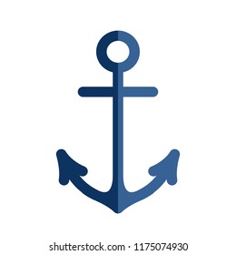 Two colors flat style ship anchor logo isolated on white background. Flat ship anchor logo vector illustration.