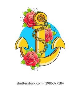 Two colors flat style ship anchor logo isolated on white background. Flat ship anchor logo vector illustration.
