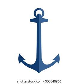 Two colors flat style ship anchor logo isolated on white background. Flat ship anchor logo vector illustration.