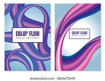 two colors flow posters in gray colors backgrounds vector illustration design