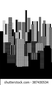 a two colors graphical abstract urban landscape poster in black and white