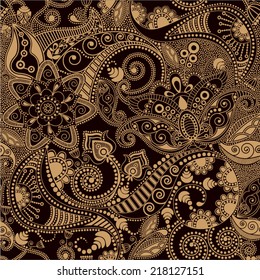 Two colors paisley pattern. Vector indonesian batik. Floral paisley pattern. Indian floral fabric design. Indian paisley vector illustration. Design for fabric, cover, wrapping paper, carpet