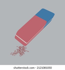 Two Colors Rubber Eraser on Grey background, Free Vector