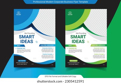 Two colors set templates of A4 flyer template, modern template and modern design, perfect for creative professional modern corporate business flyer template