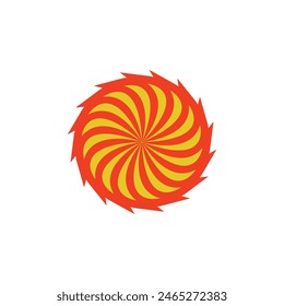 Two colors yellow and orange rotating radial spiral in retro style