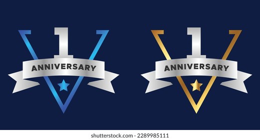 two Colour anniversary vector banner template