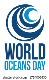 A two colour logo depicting World Oceans Daywith a view to saving the world's ocean life
