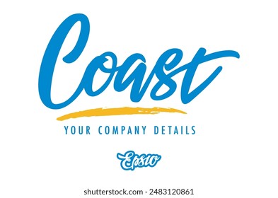 Two colour logo featuring the word 'Coast' as hand drawn script with text placeholder