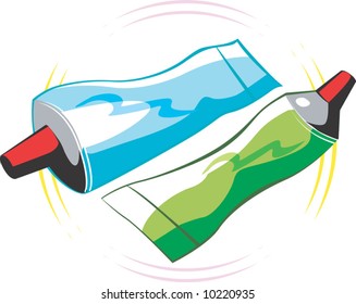 two colour paste tubes	