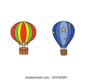 two colourful aerostats vector illustration