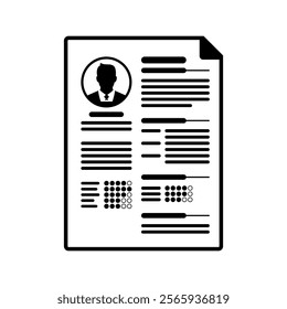 Two column of curriculum vitae vector illustration with the applicant photograph, list of employee data symbol and icon.