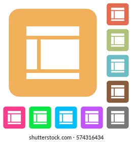 Two columned web layout flat icons on rounded square vivid color backgrounds.