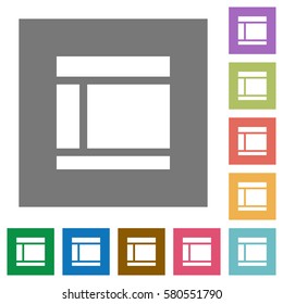 Two columned web layout flat icons on simple color square backgrounds