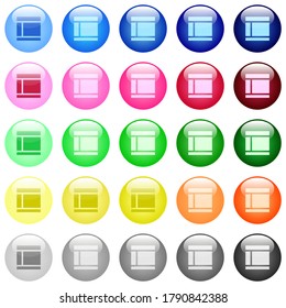 Dos iconos de diseño web con columnas en conjunto de 25 botones esféricos brillante de color
