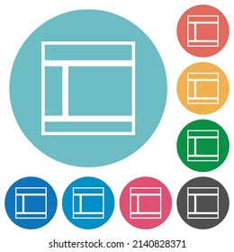 Zwei Spalten im Web-Layout umreißen flache weiße Symbole auf runden Farbhintergründen