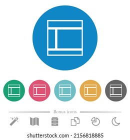 Two columned web layout outline flat white icons on round color backgrounds. 6 bonus icons included.