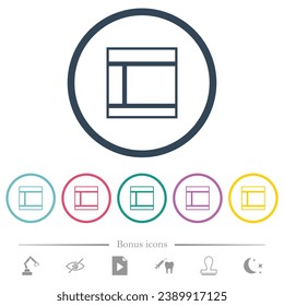 Two columned web layout outline flat color icons in round outlines. 6 bonus icons included.