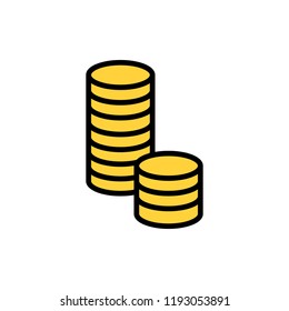 Two columns of gold coins. Simple design