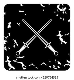 Two combat sword icon. Grunge illustration of two combat sword vector icon for web