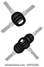 Two combinations from three door keys for logos