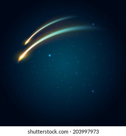 Two comets on the space background. Vector illustration with space for you text 