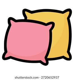 zwei bequeme Kissen für Schlaf flache Farbe Vektor Illustration Template Design