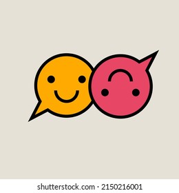 Two comments with logo smiles. Communication icon