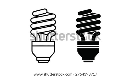Two compact fluorescent lamps one white and one black silhouette