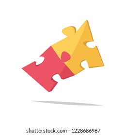 Two complete puzzle in cartoon style. Flat vector illustration isolated on white background.
