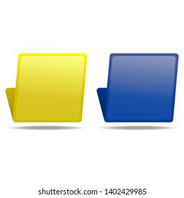 Two computer folders of different colors with a shadow