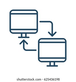 Two Computer Monitors And Arrows Vector Icon In Meaning Network