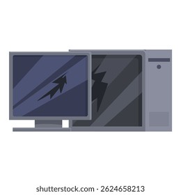 Two computer monitors with large cracks in the screens, representing hardware failure