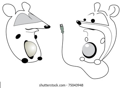 Two computer mouse. Vector illustration.