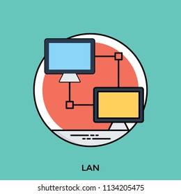 Two computers attached with each other via cable giving an idea of local area network , LAN 